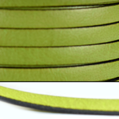 Flat Leather Cord - Pistachio Color with black edge, 5x2mm