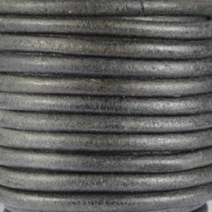 Round Leather Cord, Black, 5mm