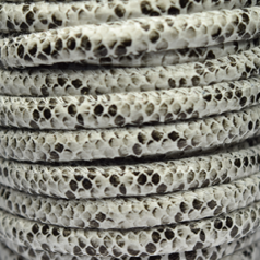6mm Round Snakeskin Leather Cord - Light Grey