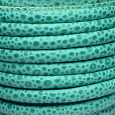 6mm Round Snakeskin Leather Cord - Turquoise