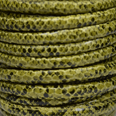 6mm Round Snakeskin Leather Cord - Olive