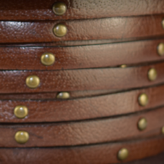 Licorice Flat Leather - Brown Color with Brass Studs, 5x2mm