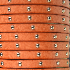 Flat Leather Cord with Silver Studs - Brown/Amber, 5x2mm