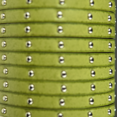 Flat Leather Cord with Silver Studs - Olive, 5x2mm