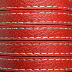 Flat Leather Stitched - Red, 10x2mm