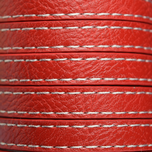 Flat Leather Stitched - Red, 10x2mm