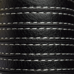 Flat Leather Stitched - Black, 10x2mm