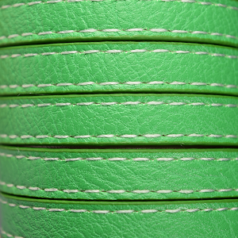 Flat Leather Stitched - Green, 10x2mm