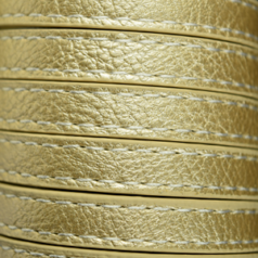 Flat Leather Stitched - Metallic Gold, 10x2mm