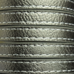 Flat Leather Stitched - Metallic Grey, 10x2mm