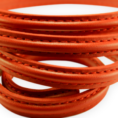Regaliz - Licorice Oval Leather, 10x5mm, Stitched  - Orange
