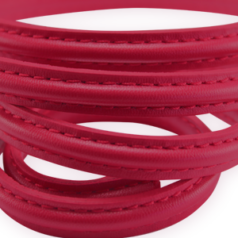 Regaliz - Licorice Oval Leather, 10x5mm, Stitched - Fuchsia