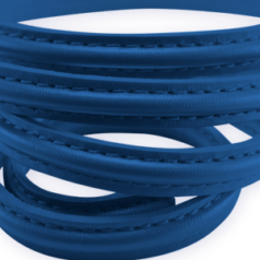 Regaliz - Licorice Oval Leather, 10x5mm, Stitched  - Blue