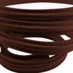 Regaliz - Licorice Oval Leather, 10x5mm, Stitched - Dark Brown