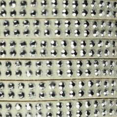 Suede Leather Cord, 5x1.5mm, with 2mm Faceted Metal Studs - Beige