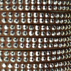 Suede Leather Cord, 5x1.5mm, with 2mm Faceted Metal Studs - Brown