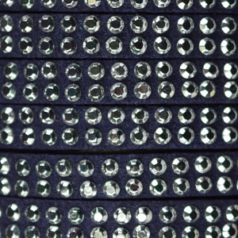 Suede Leather Cord, 5x1.5mm, with 2mm Faceted Metal Studs - Dark Blue