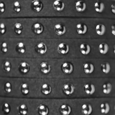 Ultra Suede Leather Cord, 7x1.5mm, with 6mm Silver Metal Studs - Grey