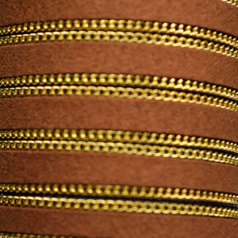 Suede Flat Leather Cord with Gold Chain, 10x2.5mm - Brown