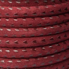 Round Suede Leather Cord with Design on Leather, 6mm - Red