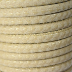 Round Suede Leather Cord with Design on Leather, 6mm - Cream