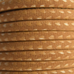 Round Suede Leather Cord with Design on Leather, 6mm - Chestnut