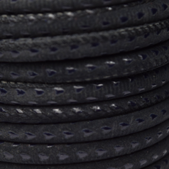 Round Suede Leather Cord with Design on Leather, 6mm - Black