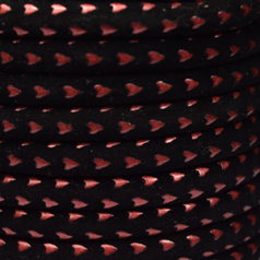 Round Suede Leather Cord with Design on Leather, 6mm - Black/Red