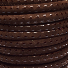 Round Suede Leather Cord with Design on Leather, 6mm - Brown