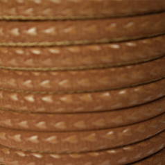 Round Suede Leather Cord with Design on Leather, 6mm - Tan