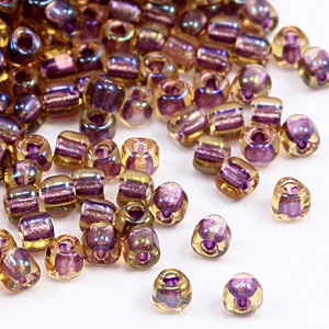 Miyuki Japanese Seed Bead, Triangle size 10/0 Amethyst lined - Topaz (Hole Size 0.9mm)