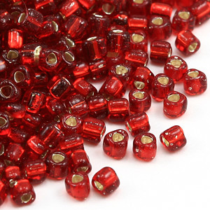 Miyuki Japanese Seed Bead, Triangle size 10/0 Silver lined - Red (Hole Size 0.9mm)