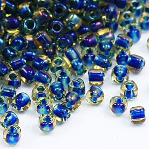 Miyuki Japanese Seed Bead, Triangle size 10/0 Montana lined - Topaz (Hole Size 0.9mm)