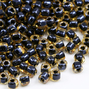 Miyuki Japanese Seed Bead, Triangle size 10/0 Black lined - Topaz (Hole Size 0.9mm)