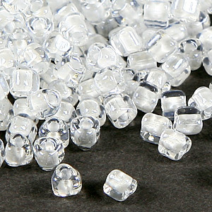 Miyuki Japanese Seed Bead, Triangle size 8/0 White lined - Crystal (Hole size 1mm)