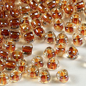 Miyuki Japanese Seed Bead, Triangle size 8/0 Topaz lined - Crystal (Hole size 1mm)