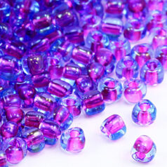 Miyuki Japanese Seed Bead, Triangle size 8/0 Fuchsia lined - Sapphire (Hole size 1mm)