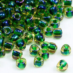 Miyuki Japanese Triangle Beads 8/0 Green lined - Topaz