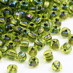 Miyuki Japanese Triangle Beads 8/0 Grey lined - Chartreuse AB