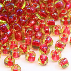 Miyuki Japanese Seed Bead, Triangle size 8/0 Red lined - Chartreuse (Hole size 1mm)