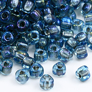 Miyuki Japanese Seed Bead, Triangle size 8/0 Grey lined - Aqua AB (Hole size 1mm)