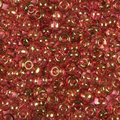 Czech Seed Beads, 6/0 - Transparent Coated Red (loose)
