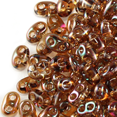 Preciosa Czech Seed Beads, Twin, two-hole Seed Bead 2.5x5mm, Crystal Viridian
