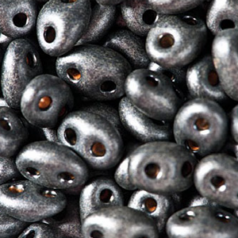 Preciosa Czech Seed Beads, Twin, two-hole Seed Bead 2.5x5mm, Jet Terra Pearl Orange Matt