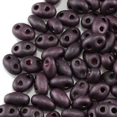 Preciosa Twin Hole Bead, 2.5x5mm (2 holes), Jet Terra Pearl Red Matt