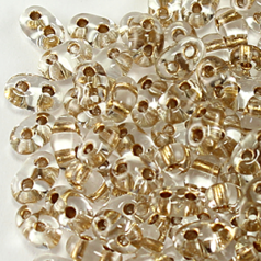 Preciosa Seed Beads, Twin, Two-Hole - 2.5x5mm, Crystal Bronze Lined