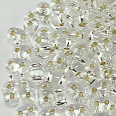 Preciosa Czech Seed Beads, Twin, two-hole Seed Bead 2.5x5mm, Crystal Silver Lined