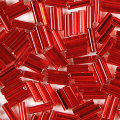 Preciosa Czech Bugles Beads size 3 - Silverlined Light Red (loose)