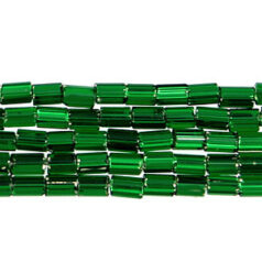 Preciosa Czech Bugle Beads size 1  - Silverlined Emerald Green strung
