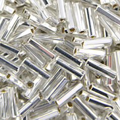 Czech Bugle Beads size 1  - Silverlined Crystal loose